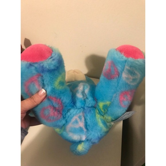 13" Build A Bear BAB Light Blue Peace Sign Hippie Stuffed Animal Plush Multi - Picture 3 of 4
